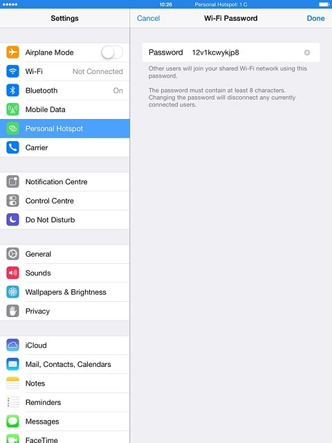 Key in the required password and press Done.