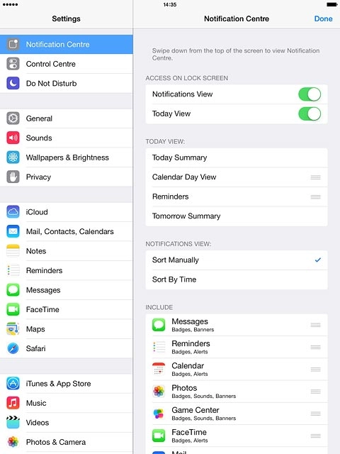 Press and hold the organise icon next to the required menu item.