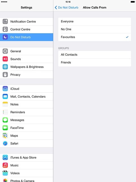 Press Everyone, No One, Favourites or the required group.
