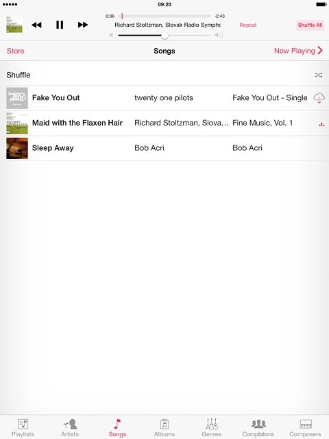 Press Repeat, Repeat Song or Repeat All (depending on the current setting).