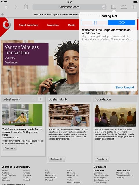 Press the reading list icon.