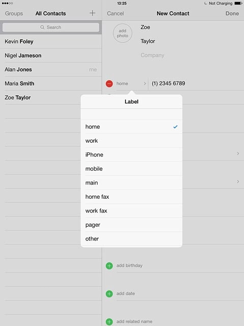 Press the required number type or Add Custom Label.