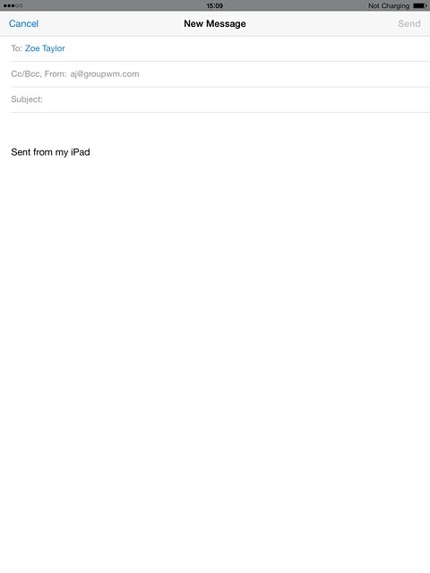 Press Subject and key in a subject for the email message.
