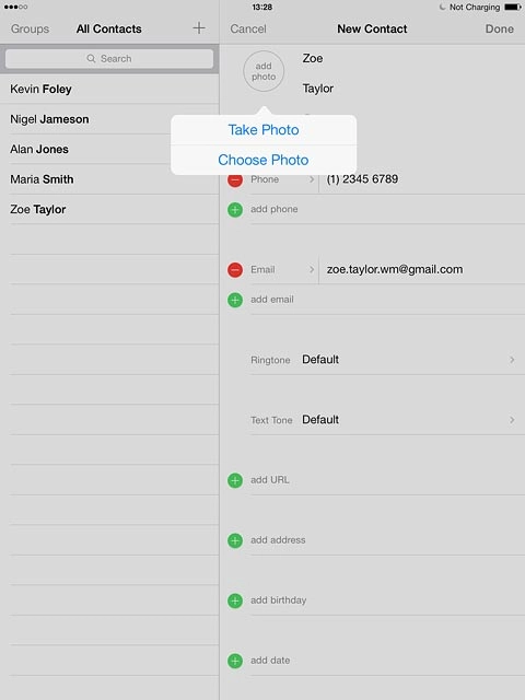 To take a new picture:Press Take Photo.