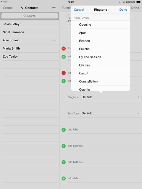 Press the different ring tones to listen to them.