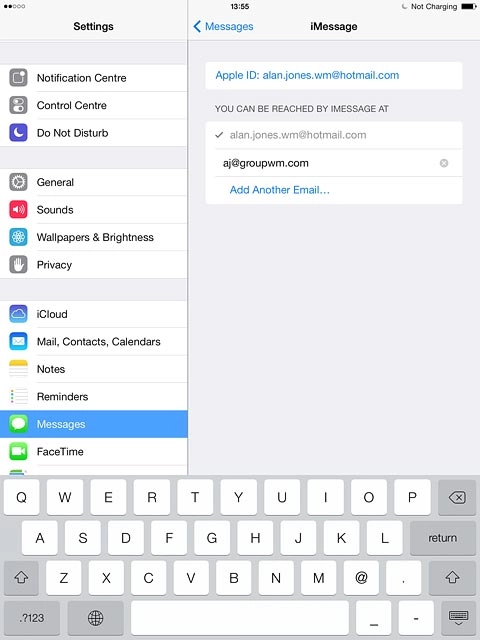 Key in the required email address and press return.
