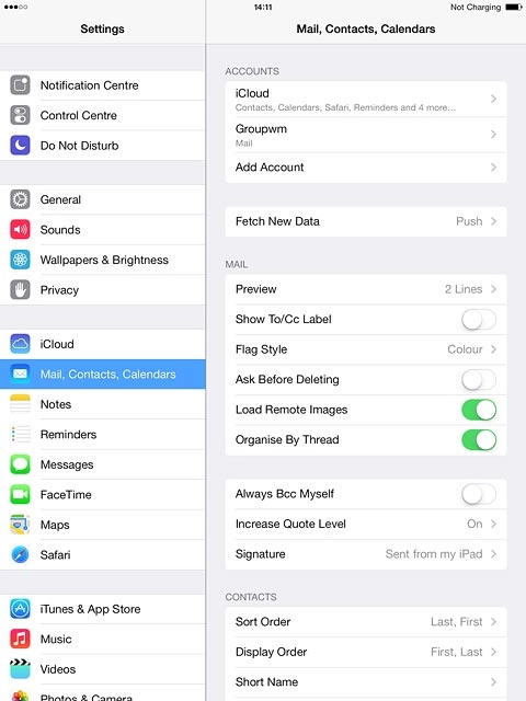 Press the name of the email account you've just set up.