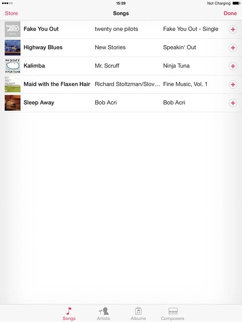 Press the required audio files to select them.