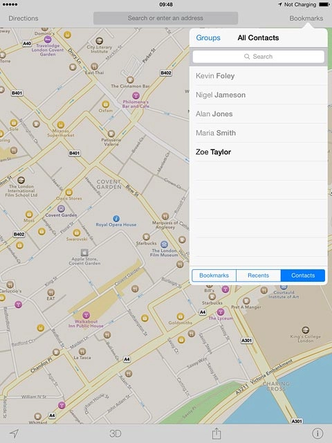 Press the required contact.