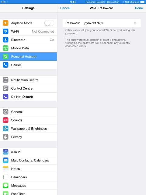 Key in the required password and press Done.