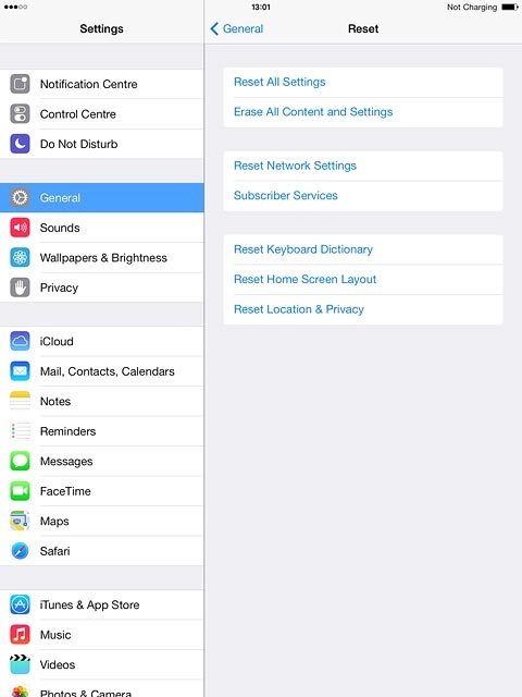 Press Erase All Content and Settings.