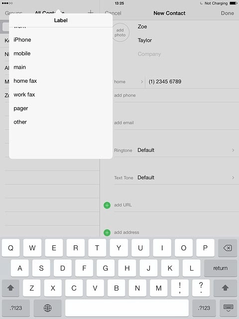 Key in the required text and press return.