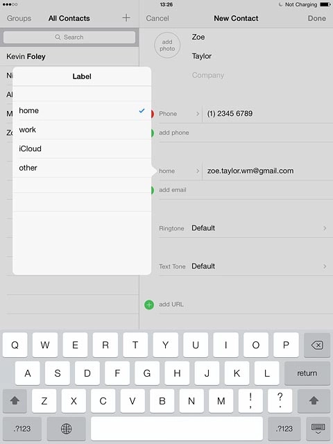 Key in the required text and press return.
