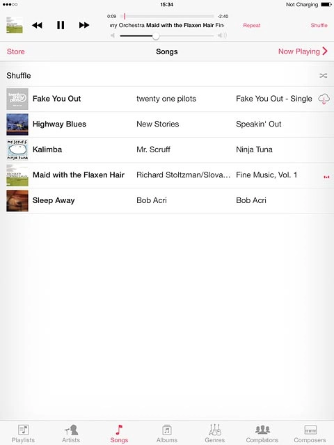 Press Shuffle or Shuffle All (depending on the current setting) to turn the function on or off.