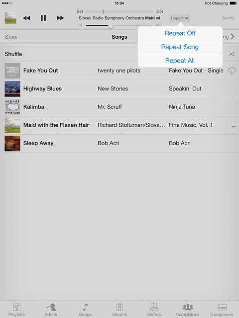 Press the required setting.