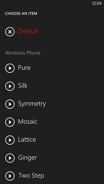 Once you've found a ring tone you like, press the required ring tone.