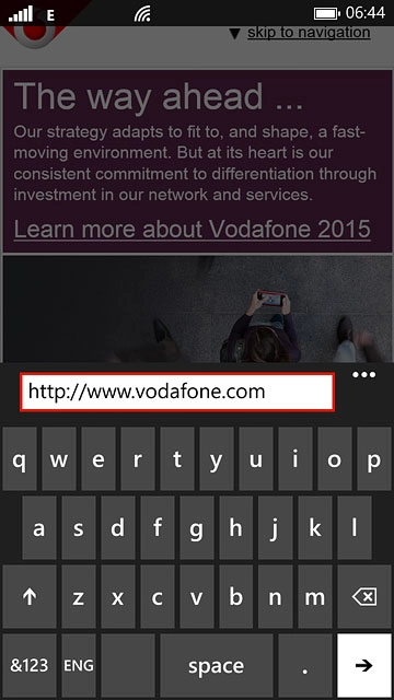 Key in the address of the required web page and press arrow right.