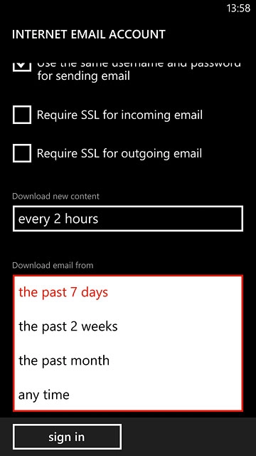 Press the required period or any time.