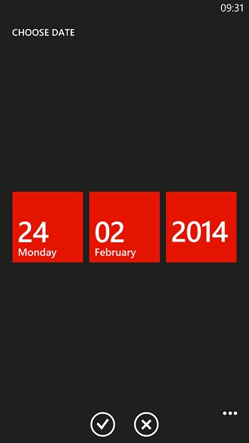 Press day, month and year and key in the required date.