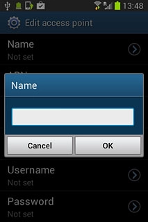 Key in Vodafone Internet and press OK.
