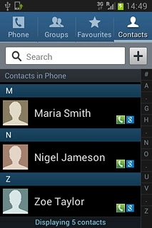 Press the required contact.The contact details are displayed.