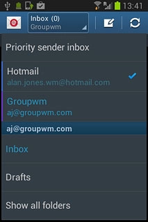 Press the required email account.