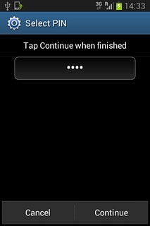 Key in the required phone lock code and press Continue.