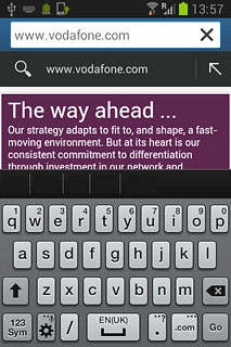 Key in the address of the required web page and press Go.