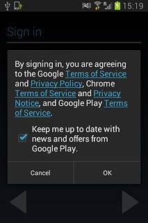 Press OK.Follow the instructions on the display to select settings for your Google account.