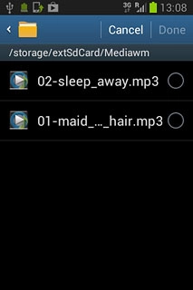 Press the field next to the required audio file.