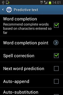 Press Word completion until the function is turned on.