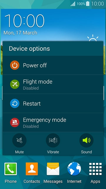 Press Flight mode to turn the function on or off.
