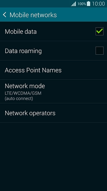 Press Data roaming to turn the function on or off.