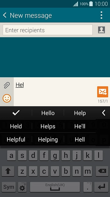 Press the required word to insert it.