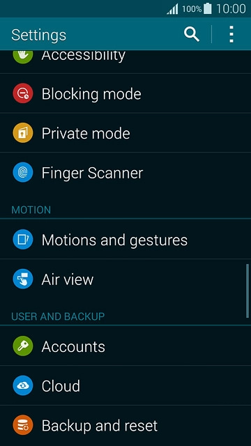 Press Backup and reset.