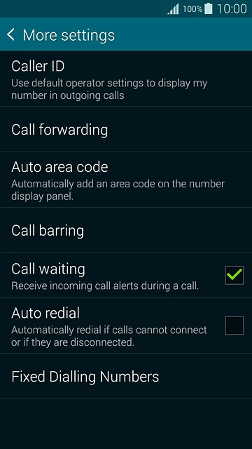 The current settings are displayed.Press Call waiting to turn the function on or off.
