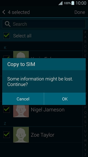 Press OK to confirm.