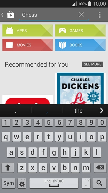 Key in the name of the required app and press the search icon.