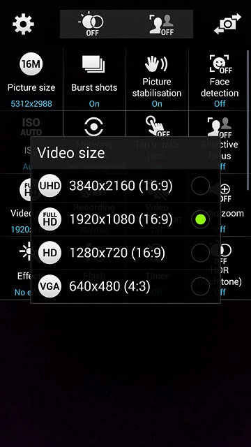 Press the required resolution.