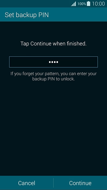 Key in a four-digit PIN and press Continue.