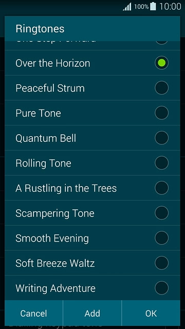 To use one of your own ring tones:Press Add.