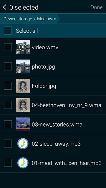 Press the box next to the required file to select the file.