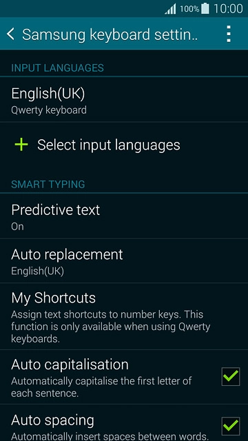 Press Select input languages.