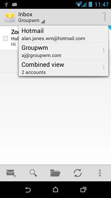 Press the required email account.