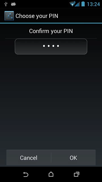Key in the phone lock code again and press OK.