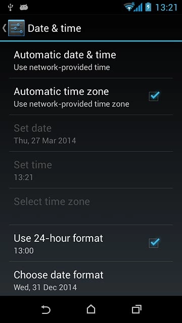 Press Automatic time zone until the function is turned on.