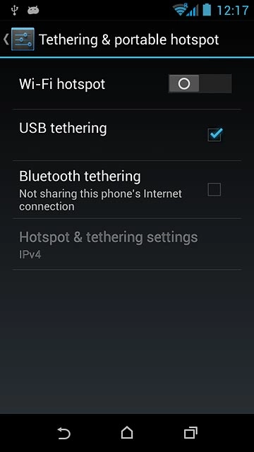 Press USB tethering until the function is turned on.
