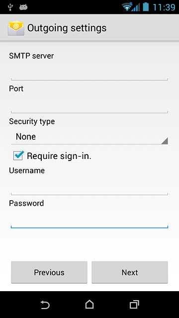 Press Next.Please note that if you're using Vodafone's outgoing server, turn off SMTP authentication and leave the username and password fields empty.