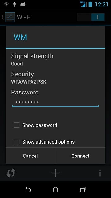 Follow the instructions on the display to select security settings, if required.Press Connect.