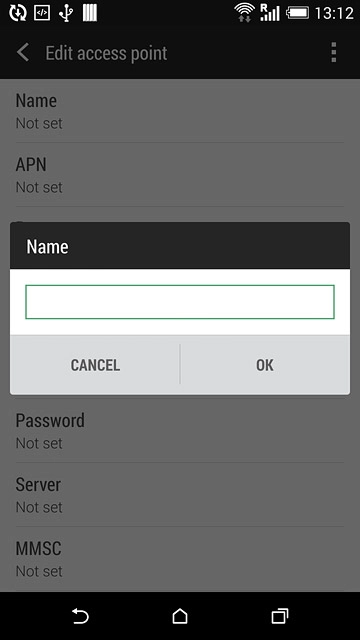 Key in Vodafone Internet and press OK.